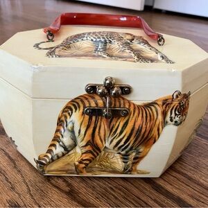 Vintage Purse - Octagonal Clutch with Red Handle